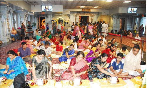  Major stipulations followed traditionally are as follows: One should go to temple after a bath, wearing washed clothes in traditional way,